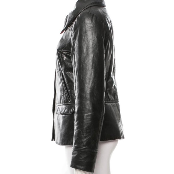 Costume National Leather Collared Jacket Size Medium US 8 - Picture 3 of 3